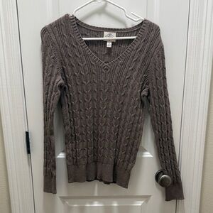 St. John's Bay Brown Cable Knit V-Neck Sweater